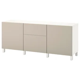 Bestå combinaison rangement tiroirs, blanc lappviken/stubbarp/gris clair/beige, 180x42x74 cm