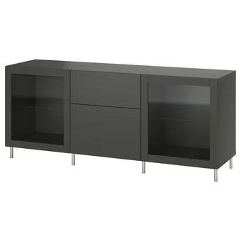 IKEA Bestå combinaison rangement tiroirs, gris foncé lappviken/sindvik gris foncé, 180x42x74 cm offre