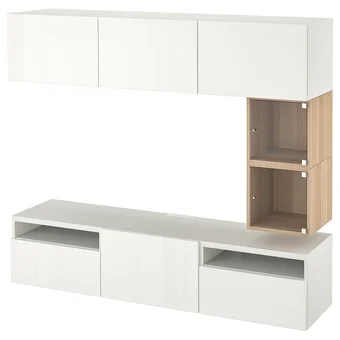 IKEA Bestå / eket banc tv, blanc/selsviken brillant/blanc, 180x42x166 cm offre