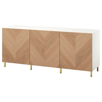 IKEA Bestå combinaison rangement portes, blanc/hedeviken/ösarp plaqué chêne, 180x42x74 cm offre