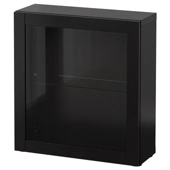 IKEA Bestå étagère avec porte vitrée, brun noir/sindvik brun noir verre transparent, 60x22x64 cm offre
