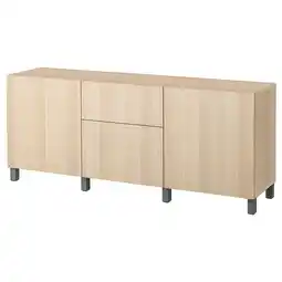 IKEA Bestå combinaison rangement tiroirs, effet chêne blanchi/lappviken/stubbarp vert, 180x42x74 cm offre