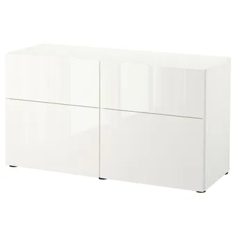 IKEA Bestå combi rangement portes/tiroirs, blanc/selsviken brillant/blanc, 120x42x65 cm offre