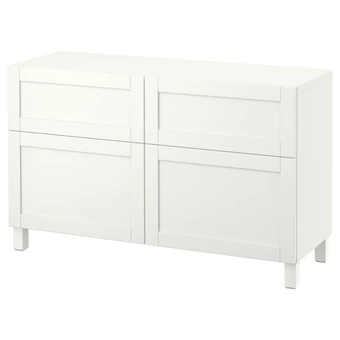 IKEA Bestå combi rangement portes/tiroirs, blanc/hanviken/stubbarp blanc, 120x42x74 cm offre