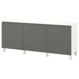 Bestå combinaison rangement portes, blanc/västerviken/stubbarp gris foncé, 180x42x74 cm
