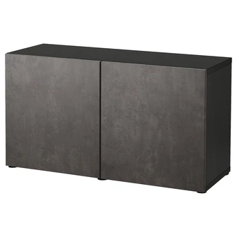 IKEA Bestå combinaison rangement portes, brun noir kallviken/gris foncé imitation ciment, 120x42x65 cm offre