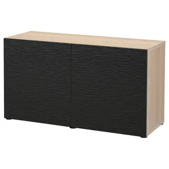 IKEA Bestå combinaison rangement portes, effet chêne blanchi/laxviken noir, 120x42x65 cm offre