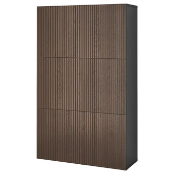 Bestå combinaison rangement portes, brun noir björköviken/brun placage chêne teinte, 120x42x193 cm