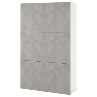 IKEA Bestå combinaison rangement portes, blanc kallviken/gris clair imitation ciment, 120x42x193 cm offre