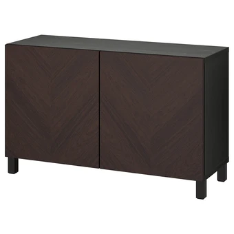 IKEA Bestå combinaison rangement portes, brun noir hedeviken/stubbarp/brun foncé placage chêne teinte, 120x42x74 cm offre
