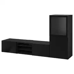 IKEA Bestå rangement tv/vitrines, brun noir glassvik/laxviken noir, 240x42x129 cm offre