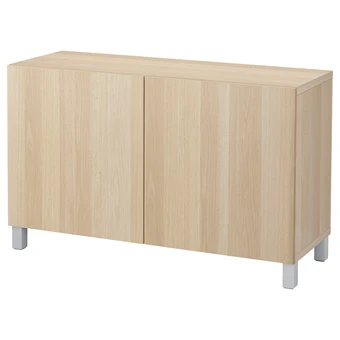 IKEA Bestå combinaison rangement portes, effet chêne blanchi/lappviken/stubbarp gris clair, 120x40x74 cm offre