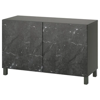 IKEA Bestå combinaison rangement portes, gris foncé bergsviken/stubbarp/noir marbré, 120x42x74 cm offre