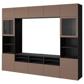 IKEA Bestå rangement tv/vitrines, brun noir sindvik/lappviken gris brun clair, 300x42x231 cm offre