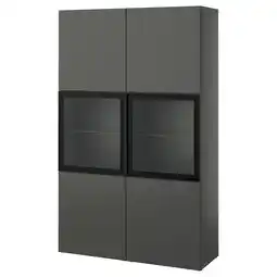 IKEA Bestå combinaison rangement ptes vitrées, gris foncé lappviken/fällsvik anthracite, 120x42x193 cm offre
