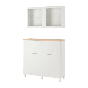 IKEA Bestå combi rangement portes/tiroirs, blanc lappviken/sindvik/stubbarp blanc verre transparent, 120x42x240 cm offre