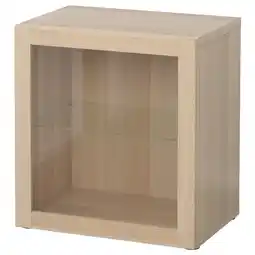 IKEA Bestå étagère avec porte vitrée, effet chêne blanchi/sindvik motif chêne blanchi verre transp, 60x42x64 cm offre