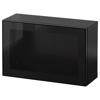 IKEA Bestå combinaison rangement murale, brun noir glassvik/noir verre transparent, 60x22x38 cm offre