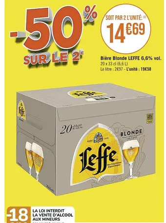 Casino Supermarchés Leffe bière blonde 6,6% vol offre