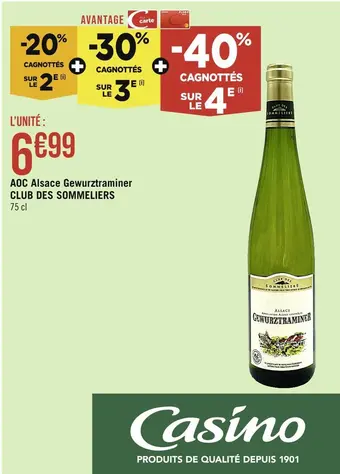 Casino Supermarchés Club des sommeliers aoc alsace gewurztraminer offre