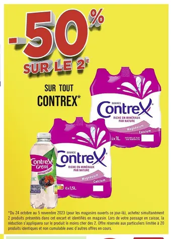 Casino Supermarchés Contrex -50% sur le 2e sur tout contrex offre