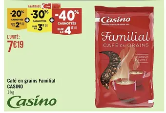 Casino Supermarchés Casino café en grains familial offre