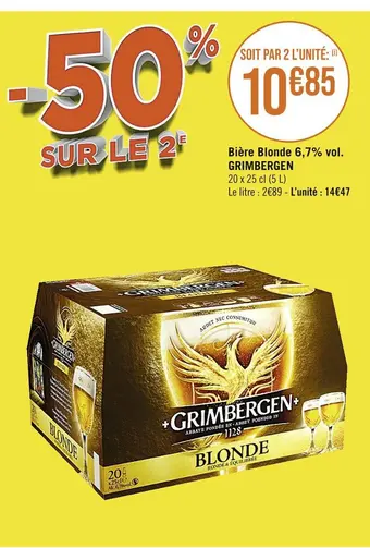 Casino Supermarchés Grimbergen bière blonde 6,7% vol offre