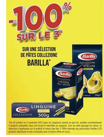 Casino Supermarchés Barilla -100% sur le 3e sur une sélection de pâtes collezione barilla offre