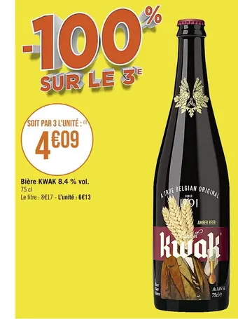 Casino Supermarchés Kwak bière 8.4 % vol offre