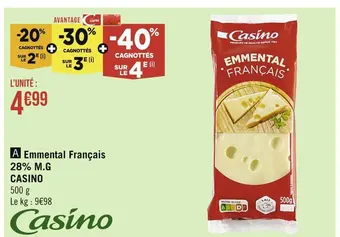 Casino Supermarchés Casino emmental français 28% m.g offre