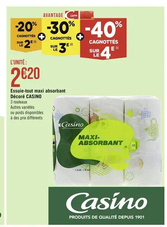 Casino Supermarchés Casino essuie-tout maxi absorbant décoré offre