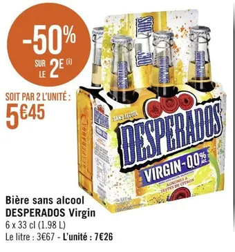 Casino Supermarchés Desperados bière sans alcool virgin offre