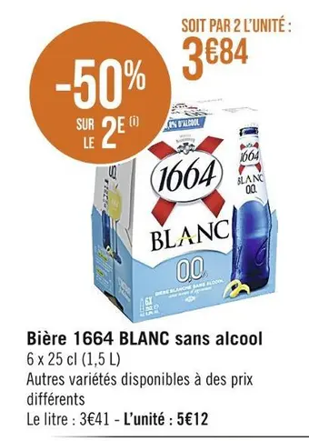 Casino Supermarchés 1664 bière blanc sans alcool offre