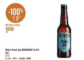 Casino Supermarchés Brewdog bière punk ipa 5,4% vol offre