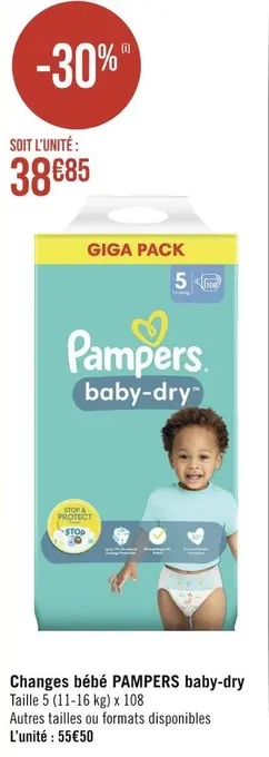 Casino Supermarchés Pampers changes bébé baby-dry offre