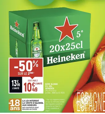Spar Heineken bière blonde 5% vol offre