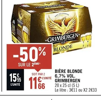 Spar Grimbergen bière blonde 6,7% vol offre