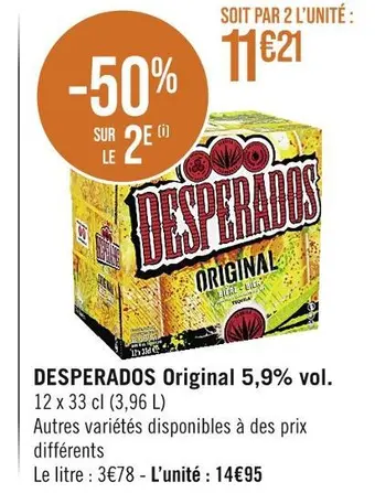 Casino Supermarchés Desperados desperados original 5,9% vol offre