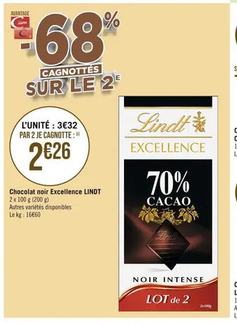 Lindt chocolat noir excellence