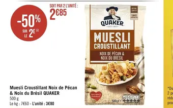 Quaker muesli croustillant noix de pécan & noix du brésil