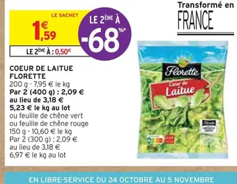 Intermarché Florette coeur de laitue offre