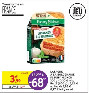Intermarché Fleury michon lasagne à la bolognaise offre