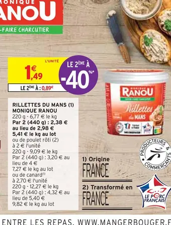 Intermarché Monique ranou rillettes du mans offre
