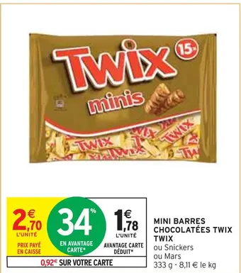 Intermarché Twix mini barres chocolatées offre