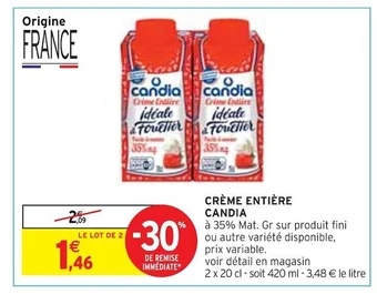 Intermarché Candia crème entière offre