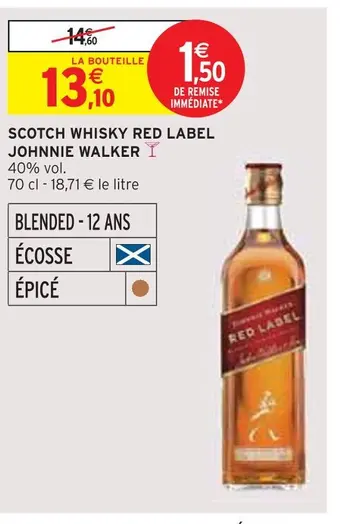Intermarché Johnnie walker scotch whisky red label offre