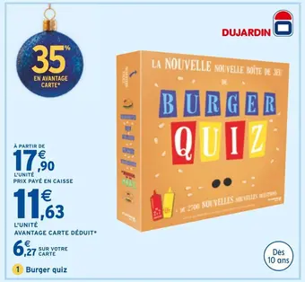 Intermarché Dujardin burger quiz offre