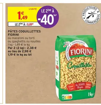 Intermarché Fiorini pâtes coquillettes offre