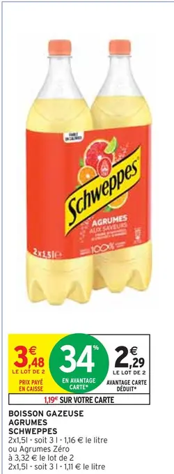 Intermarché Schweppes boisson gazeuse agrumes offre