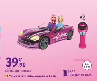 Intermarché Barbie voiture de rêve radiocommandée de barbie offre